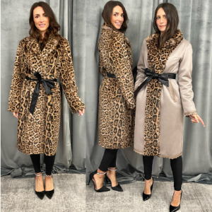 Cappotto leopardato ecopelliccia reversibile